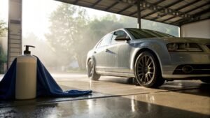 alt text: Gleaming car paint under the summer sun