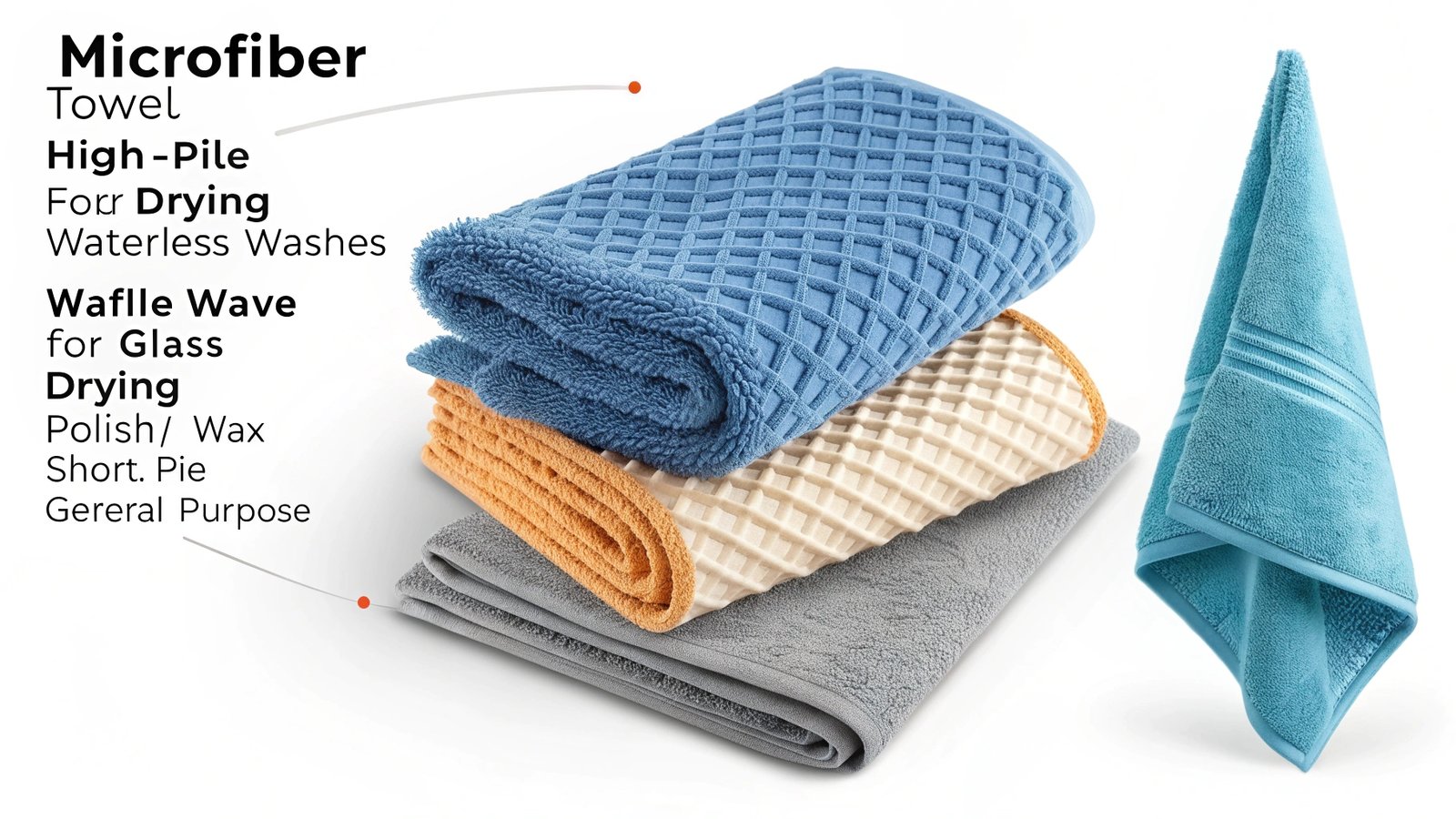 alt text: Assortment of different types of microfiber towels