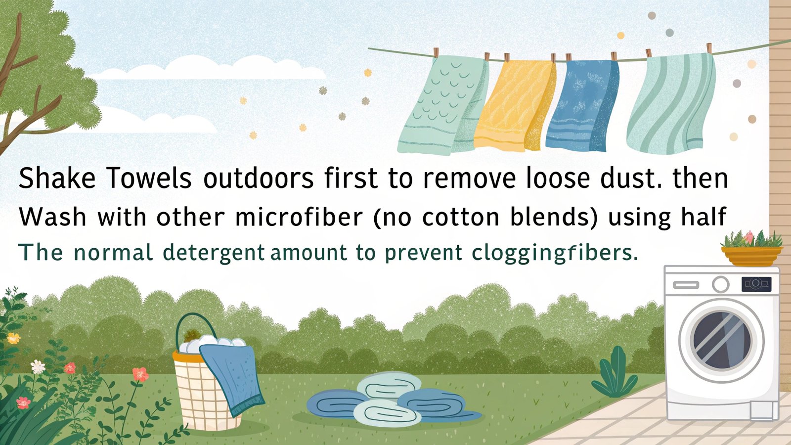 shaking out towels