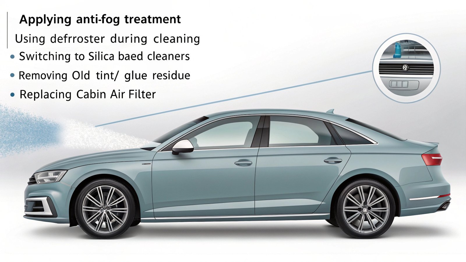 Clearing foggy windshield