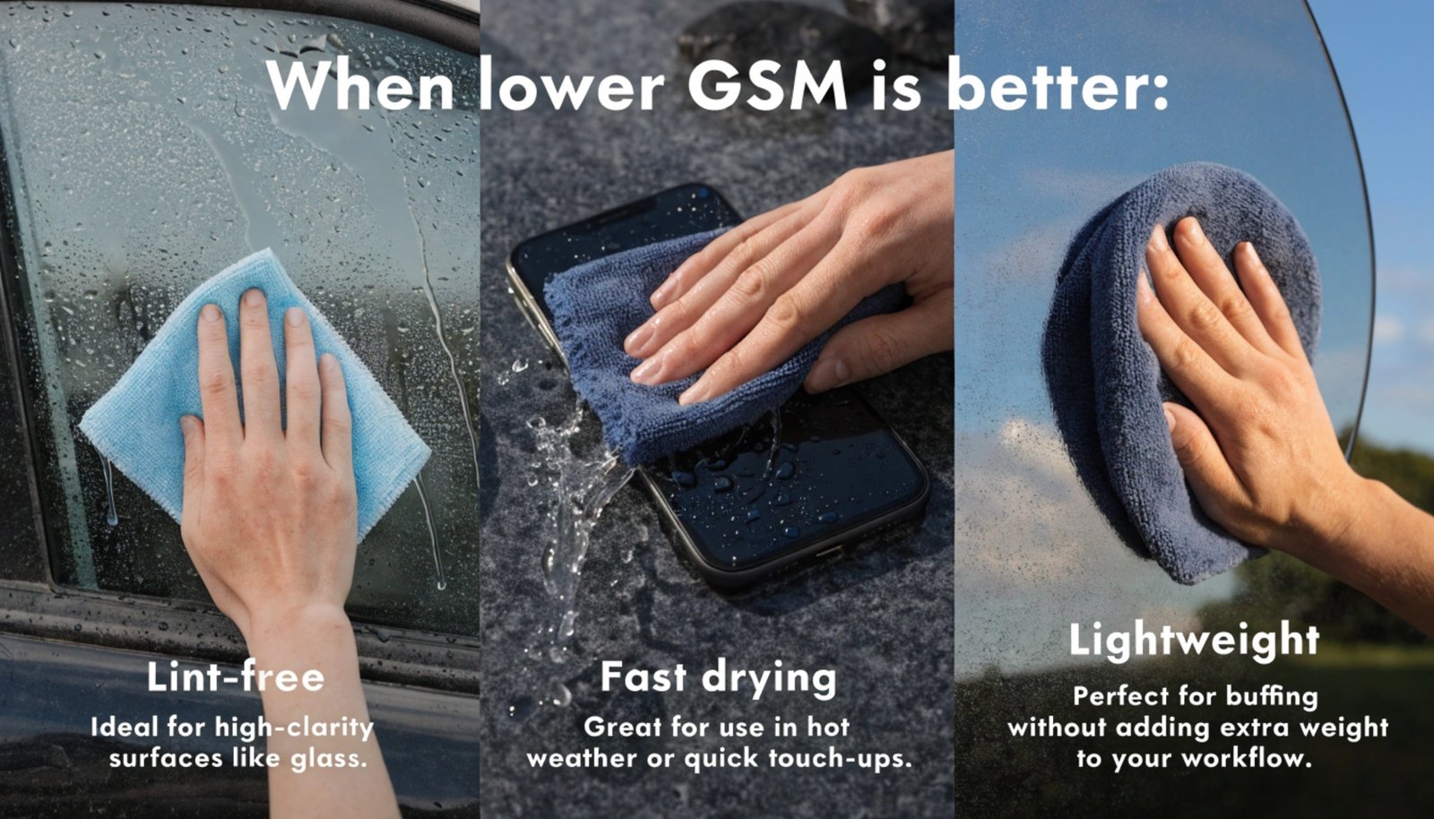 High vs. low GSM microfiber under microscope