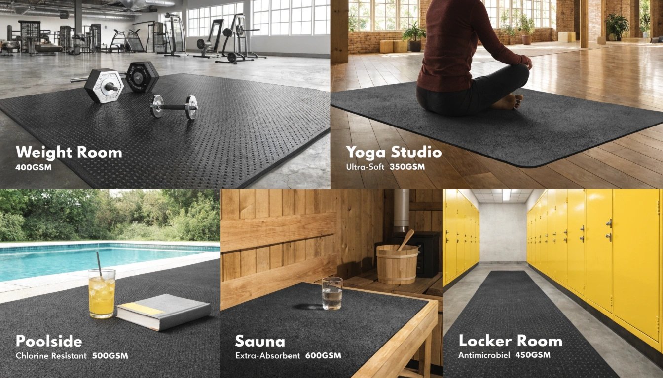 Different microfiber towels for gym zones