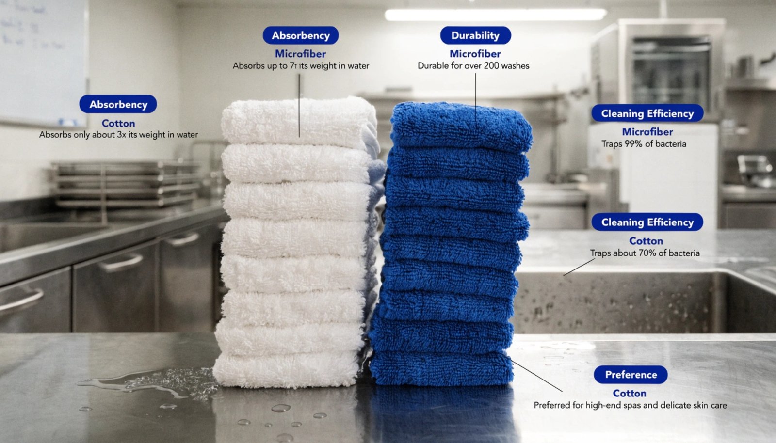 Side-by-side comparison of microfiber and cotton towels