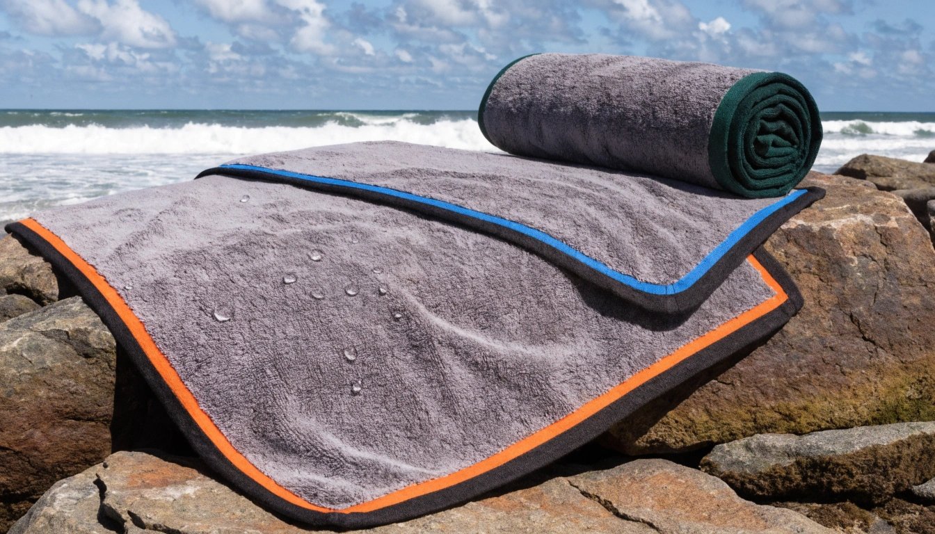 Close-up of quality microfiber towel features