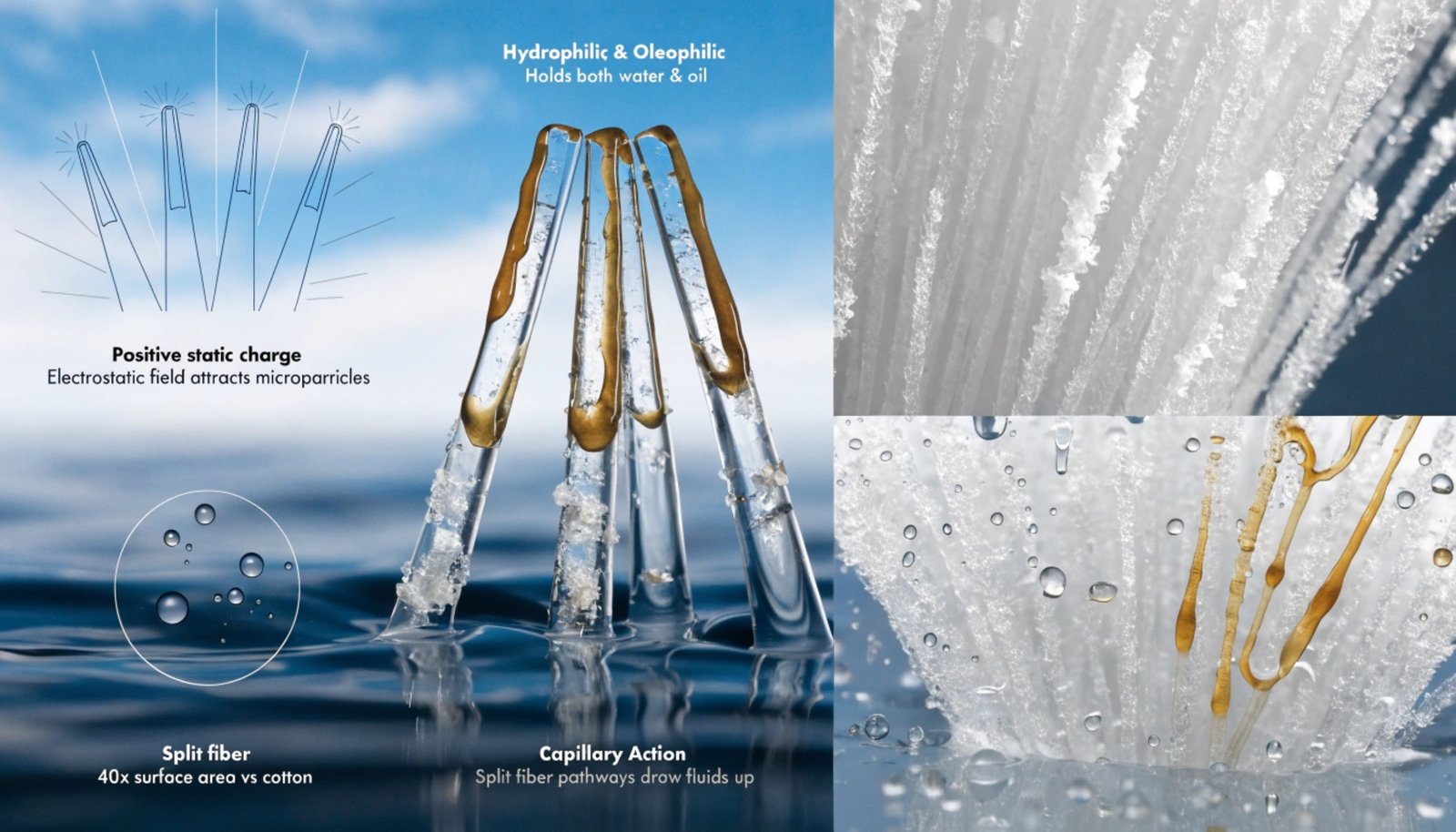 Electron microscope view of microfiber