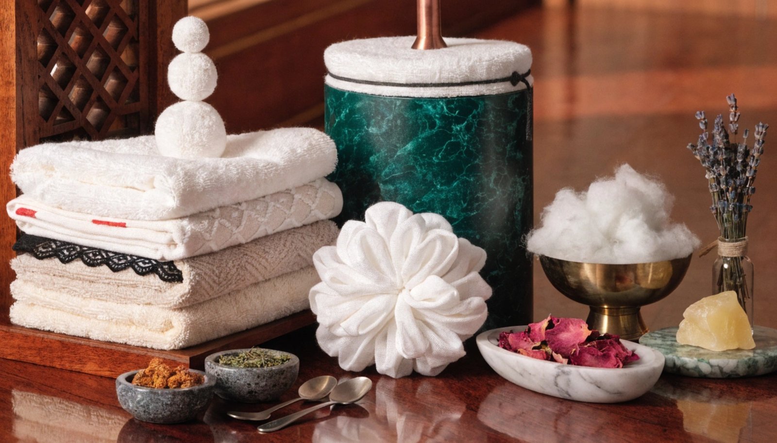 Luxury cotton towel in hotel setting