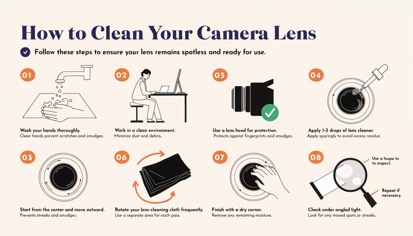 Correct lens wiping motion