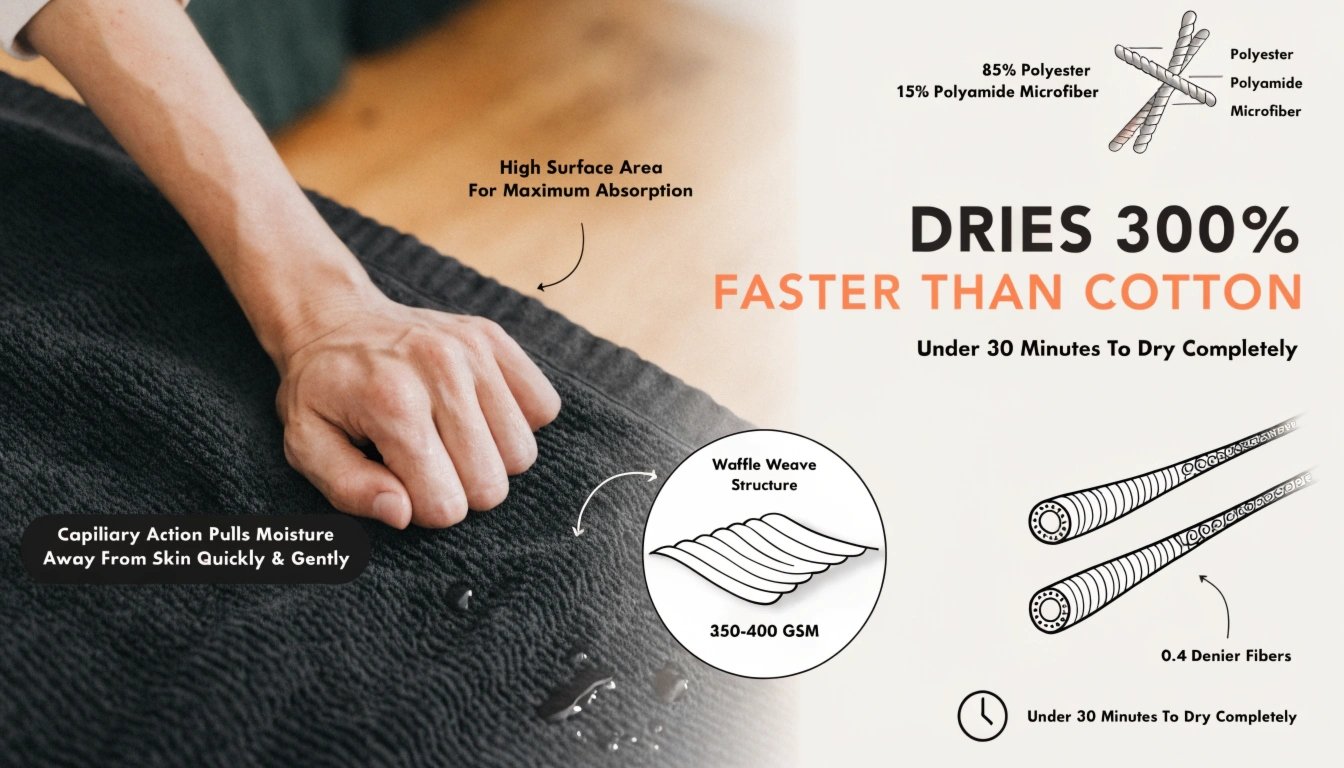 Close-up of waffle weave microfiber