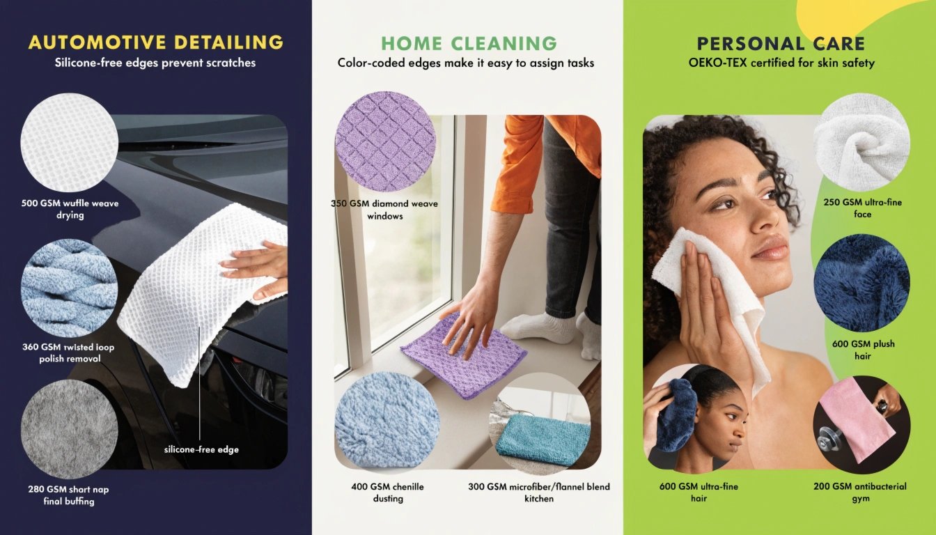 Different microfiber towel types