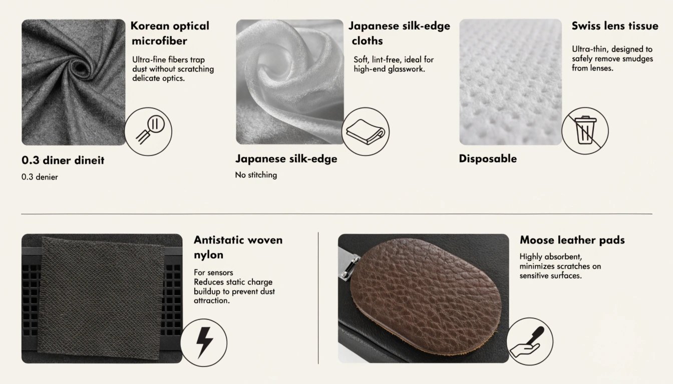 Different lens cleaning materials