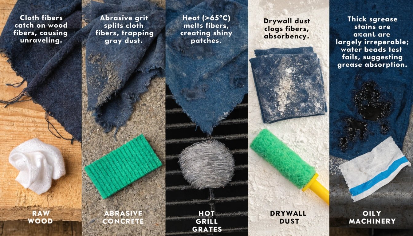 Microfiber damage examples