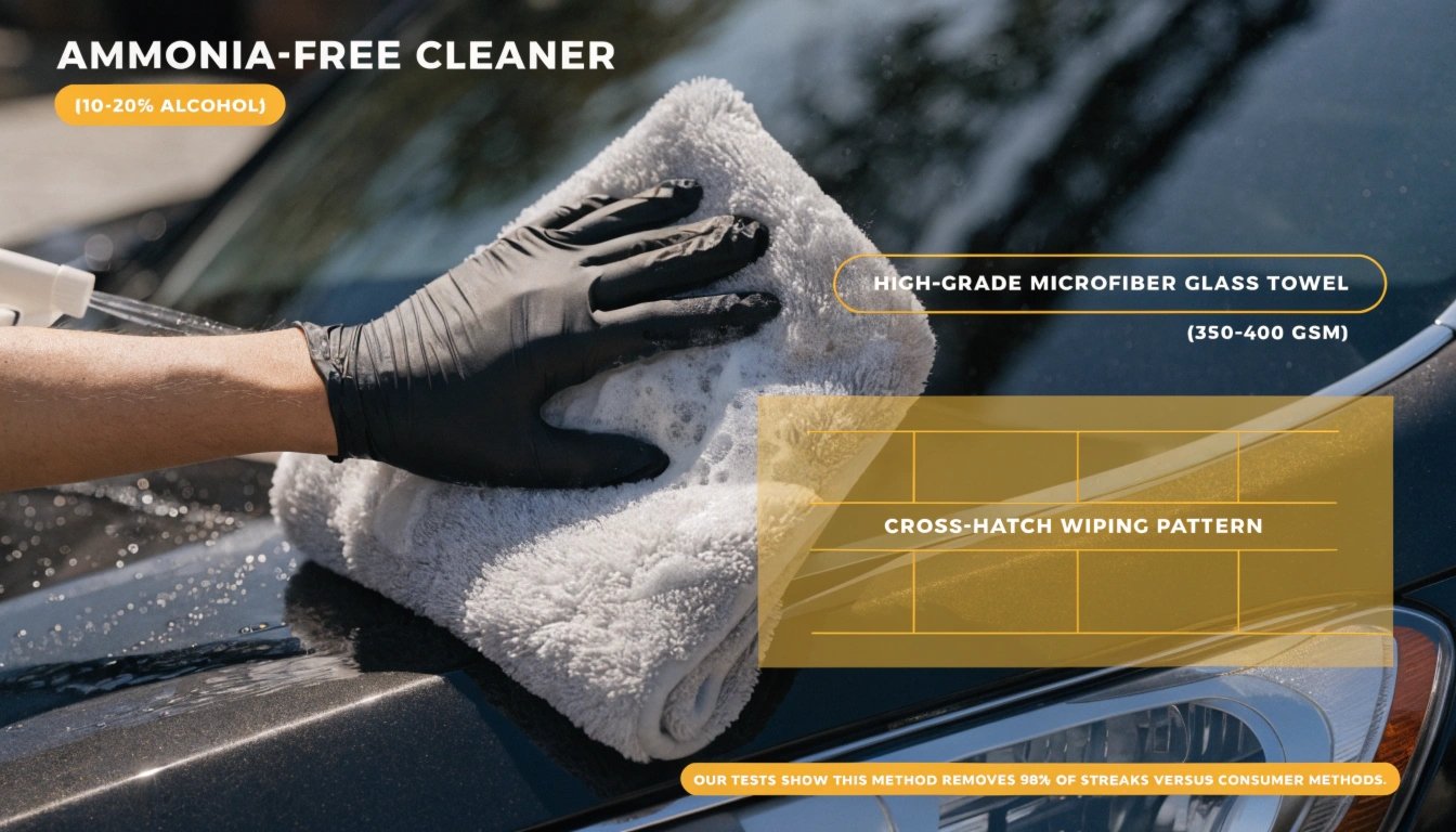 Professional window cleaning technique