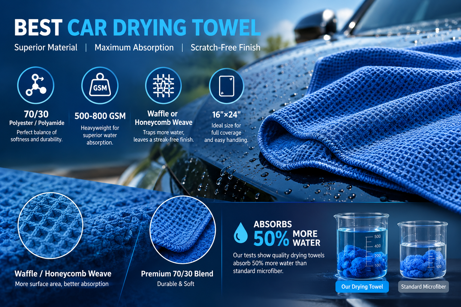 High quality car drying towel