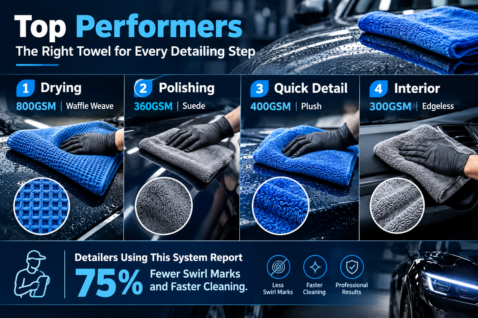 Car cleaning towel set