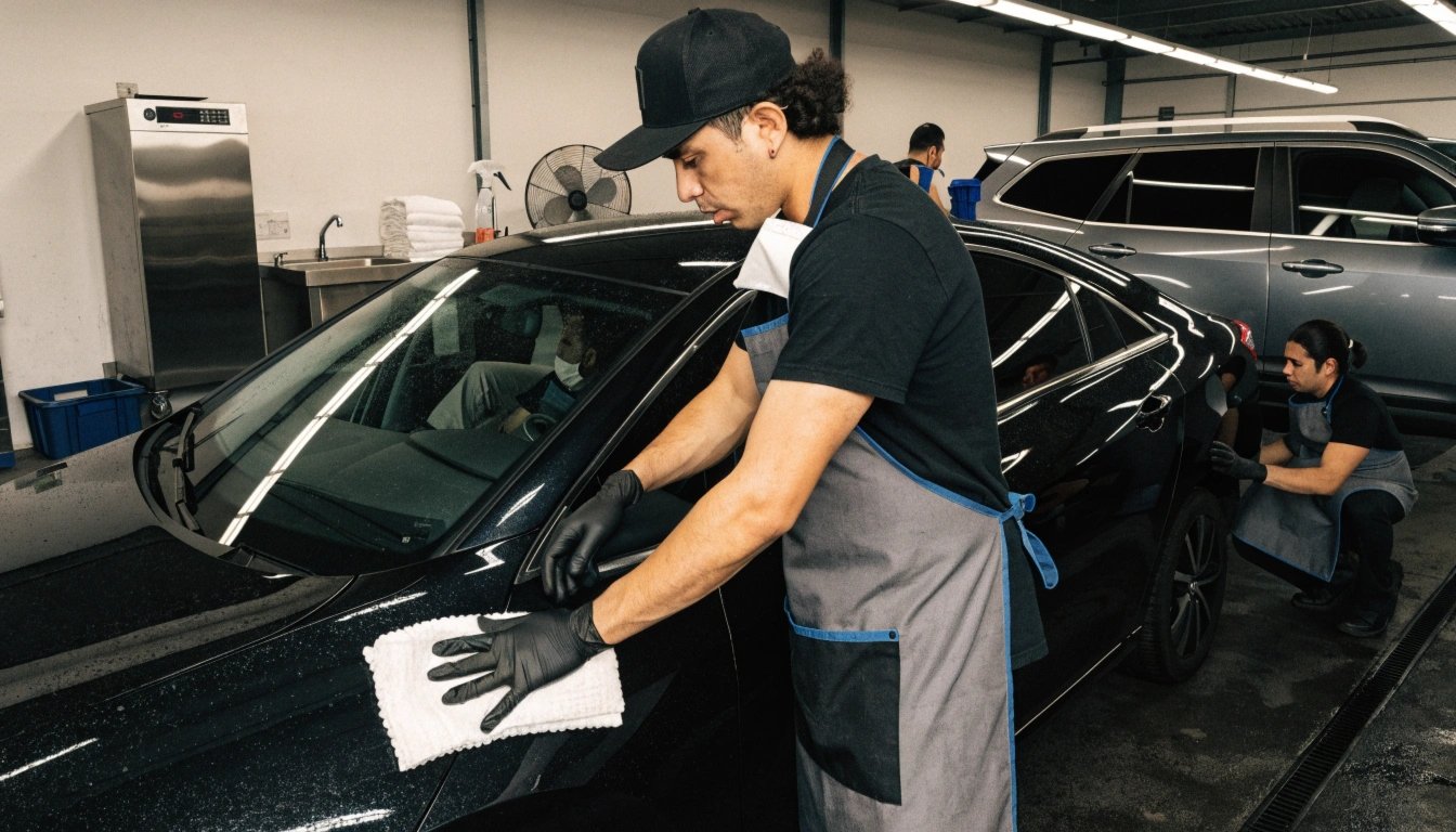 Professional detailing towel setup